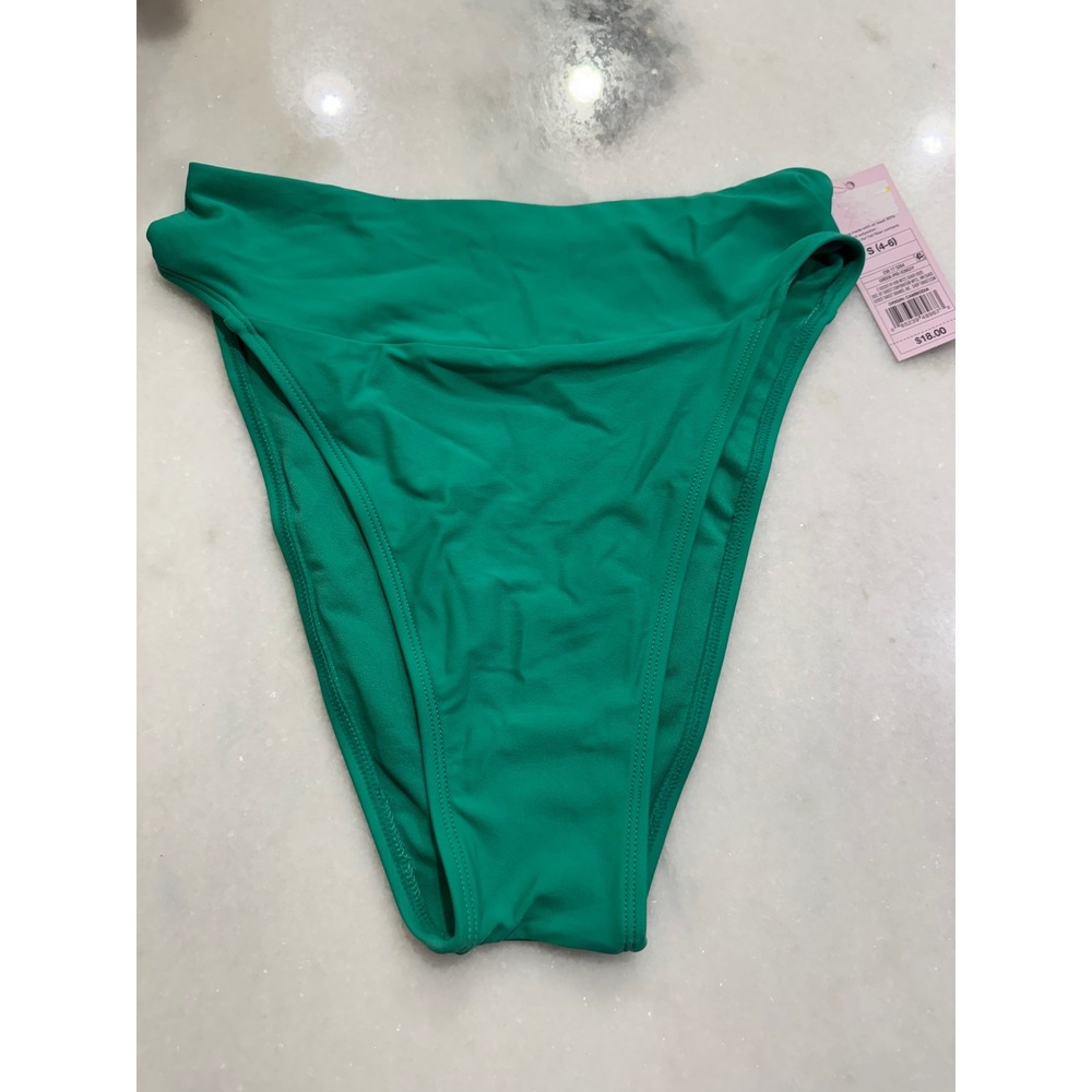 Wild Fable Bikini Bottom Women S Green High Waist High Leg Solid 238 17 5264 NWT